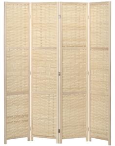 Paravento Separè 4 Ante H170 cm in Legno e Bambù Marrone