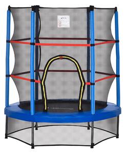 HOMCOM Tappeto Elastico per Bambini da 3 Anni con Rete di Protezione e Corde Bungee Ø140x160Acm, Blu