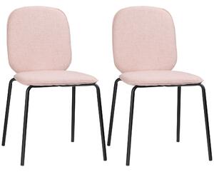 Set 2 Sedie Imbottite 50x56x83 cm in Tessuto e Acciaio Rosa