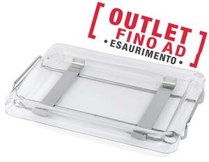 Vassoio rettangolare in vetro UNOMILLE e telaio in acciaio inox 18/10 con manici 45x25 cm linea UNOMILLE colore trasparente
