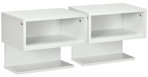 Set 2 Comodini Sospesi 40x29,5x33,5 cm in MDF Bianchi