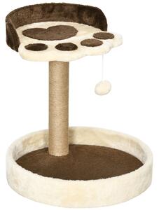 Albero Tiragraffi con Lettino e Pallina 41x41x44 cm in Peluche e Corda di Juta Marrone e Beige