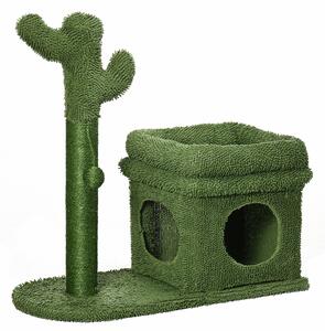 Albero Tiragraffi con Lettino e Casetta 68x30x67 cm Pali in Sisal Verde