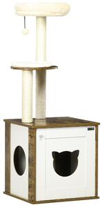 Albero Tiragraffi 49x46x131,5 cm con Portalettiera e Pallina Marrone
