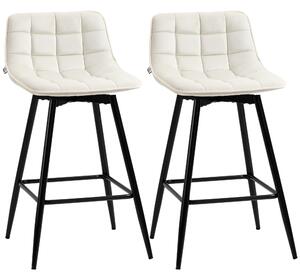 Set 2 Sgabelli da Bar 45x47x88 cm in Metallo e Velluto Crema