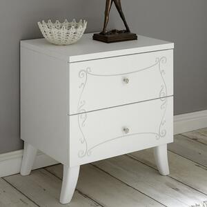Set 2 Comodini 51x39x56 cm Ararat bianco