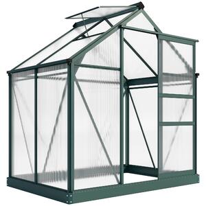 Outsunny Serra da Giardino con Grondaia, Finestra e Porta Scorrevole, in Policarbonato Anti UV, 190x132x201cm, Verde Scuro | Aosom Italy