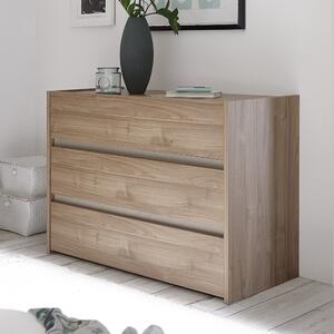 Comò 3 cassetti 111x50 x79 cm Karabak noce stelvio biondo/argilla