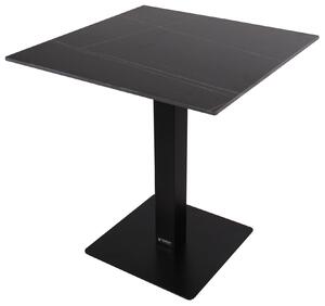 Tavolo Quadrato da Giardino 70x70 cm Top in Pietra Sintetizzata Nero