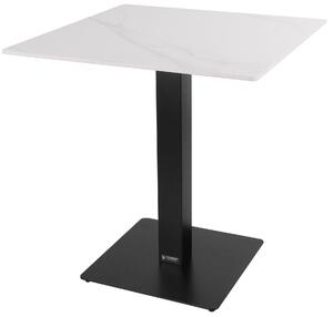 Tavolo Quadrato da Giardino 70x70 cm Top in Pietra Sintetizzata Bianco