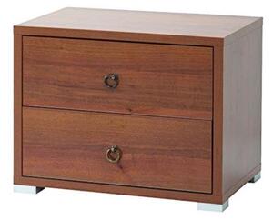 Comodino 2 cassetti 52x36x43H cm noce antico