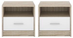 Set 2 Comodino 49,5x33,5x42 cm Nepo rovere sonoma bianco