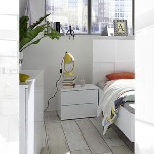 Comodino Ottica 2 cassetti bianco laccato opaco