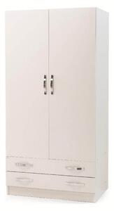 Armadio 180x60x90 cm 2 ante 2 cassetti bianco frassinato