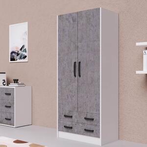 Armadio 210x91X52 cm 2 ante e 2 cassetti cemento