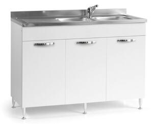 Mobile Sottolavello 120 cm con 3 ante bianco frassinato
