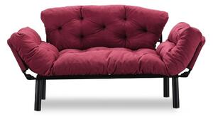 Divano letto Nitta bordeaux 190x70 cm braccioli reclinabili