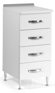 Cassettiera 4 cassetti 40x50x85H cm bianco frassinato