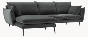 Divano angolare 5 posti blu-grigio e nero Elio