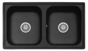 Lavello 86x50 cm 2 vasche nero Samet