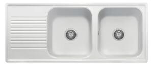 Lavello 116x50 cm 2 vasche gocciolatoio bianco Samet
