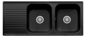 Lavello 116x50 cm 2 vasche gocciolatoio nero Samet