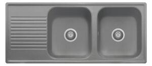 Lavello 116x50 cm 2 vasche gocciolatoio Titanio Samet