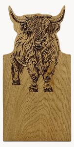 Tagliere in legno di quercia con cornice Highland Cow