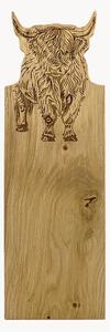 Tagliere in legno di quercia con cornice Highland Cow