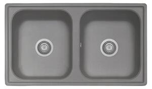 Lavello 86x50 cm 2 vasche croma Samet