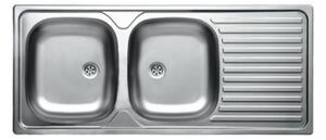 Lavello 116x50 cm 2 vasche e gocciolatoio destro