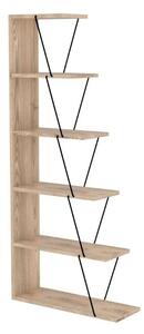 Libreria Tars mini 65x22x144 cm 5 ripiani rovere nero