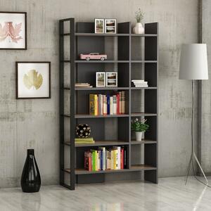 Libreria 94x160 cm Leno antracite ripiani noce