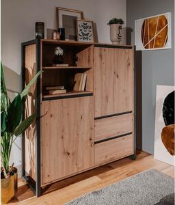 Credenza alta Denver 51 L120XP40XH140 cm quercia antracite