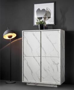 Credenza Rock 4 ante effetto marmo bianco 92x43x145h cm