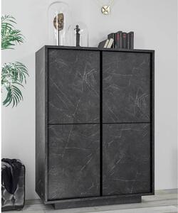 Credenza Rock 4 ante effetto marmo nero 92x43x145h cm