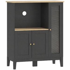 HOMCOM Mobile Microonde con Armadietto Inferiore e 3 Ripiani Laterali con Anta in Vetro, in Legno, 80x35x97 cm, Nero | Aosom Italy