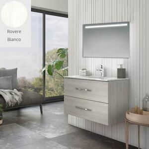 Mobile bagno sospeso Bracciano rovere bianco 81,5x46,5x53 H cm