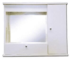 Specchiera bagno con anta e ribalta bianco frassinato