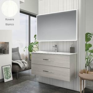 Mobile bagno sospeso Bracciano rovere bianco 102x46,5x53 H cm