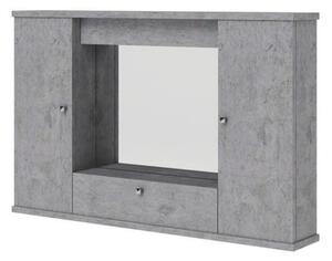 Specchiera mobile bagno pensile 2 ante e ribalta cemento