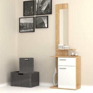 Mobile ingresso con specchio 60x35x186 cm Lost bianco rovere