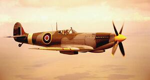 Fotografia artistica Spitfire aircraft in flight sepia tone, Michael Dunning, (40 x 22.5 cm)