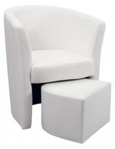 Poltrona Pegasus 62x62x76 cm in Similpelle bianca con pouf