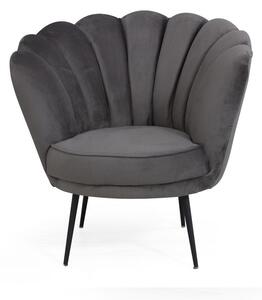 Poltrona a conchiglia Orel 75x80x75 cm in velluto grigio