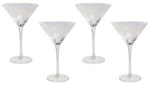 Set di 4 coppe Martini in vetro trasparente soffiate a mano in da 22 cl con finitura iridescente feste cocktail Beliani