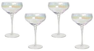 Set di 4 calici da champagne Pompadour soffiati a mano con finitura iridescente 30 cl brindisi festeggiamenti Beliani