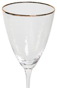 Set di 4 calici da vino in vetro soffiato a mano con bordo dorato 38 cl tavola elegante Beliani