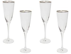 Set di 4 flute da champagne soffiati a mano con bordo in oro 25 cl aperitivo festeggiamenti Beliani