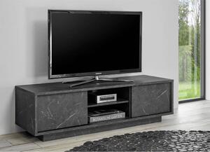 Porta TV Rock 2 ante effetto marmo nero 139x43x44h